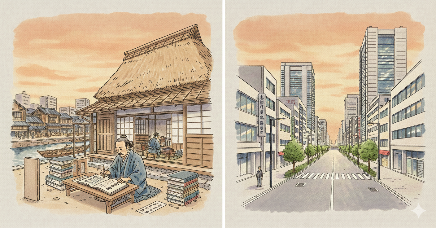 Rai Sanyo | soaring office towers near Higo Bridge