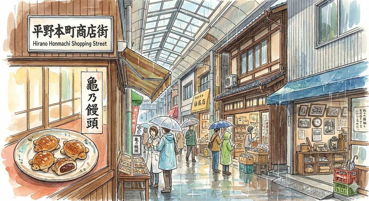 la calle comercial Hirano Honmachi