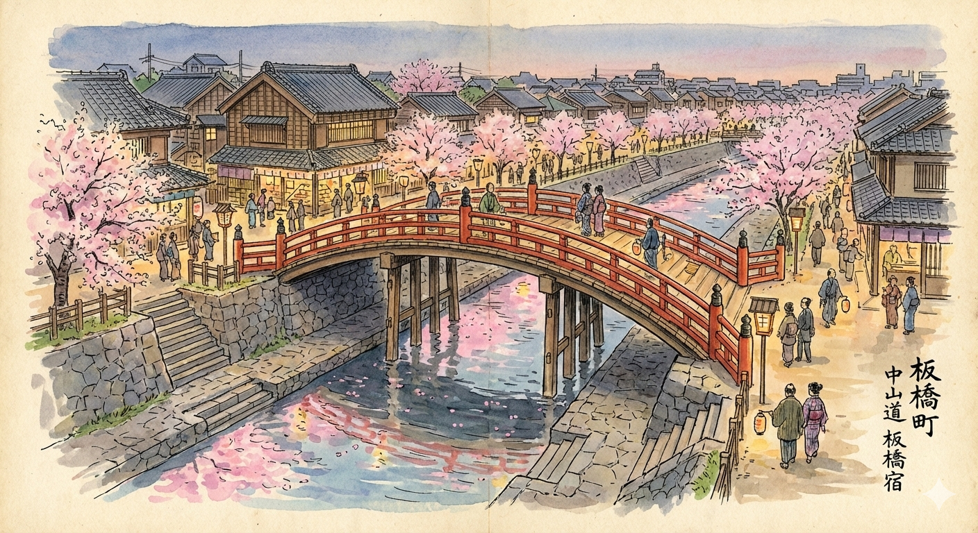 旧中山道仲宿付近に現存する「板橋」