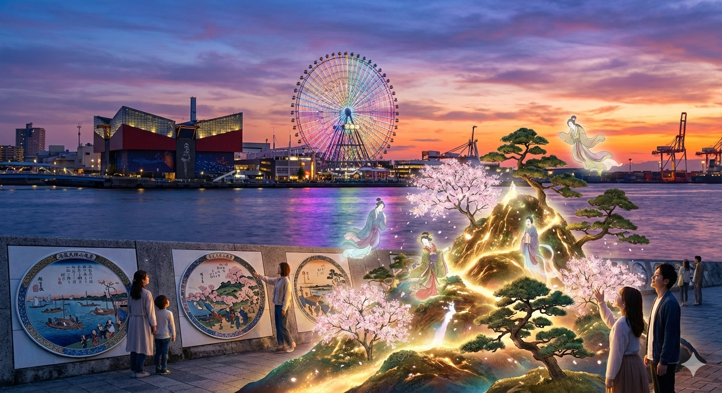 天宝山公園の入り口の両側にある歴史的な陶壁画