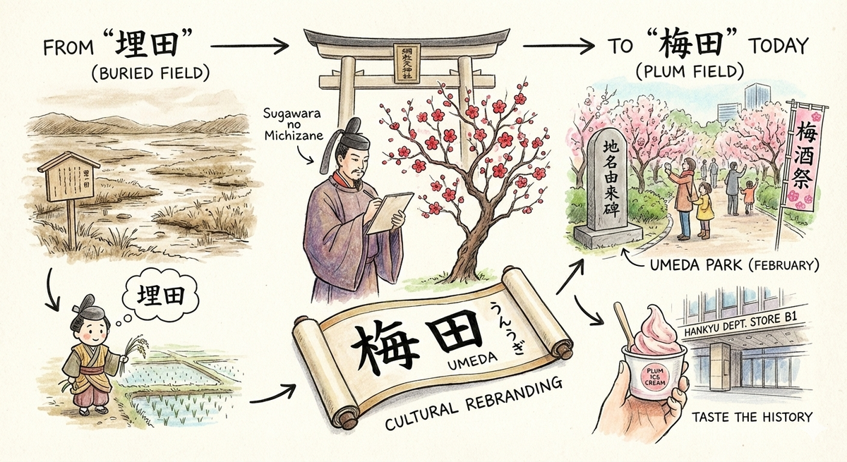 「埋田」から「梅田」へ