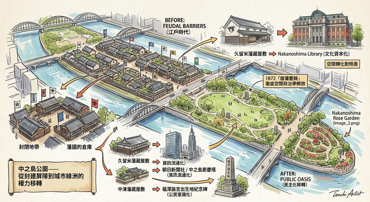 中之島公園の誕生：封建的障壁から市民のオアシスへ