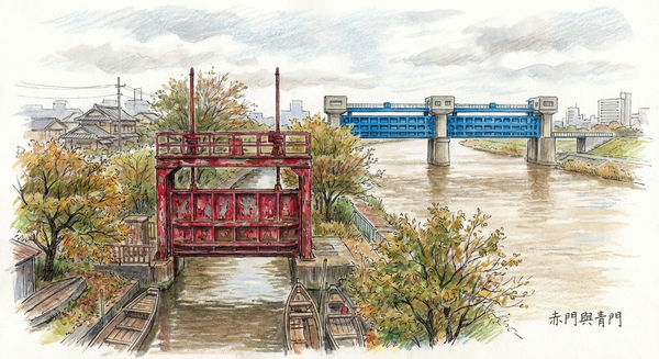 Porte rouge et porte bleue