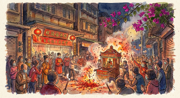 梘頭福德祠 元宵節的「夜弄土地公」儀式