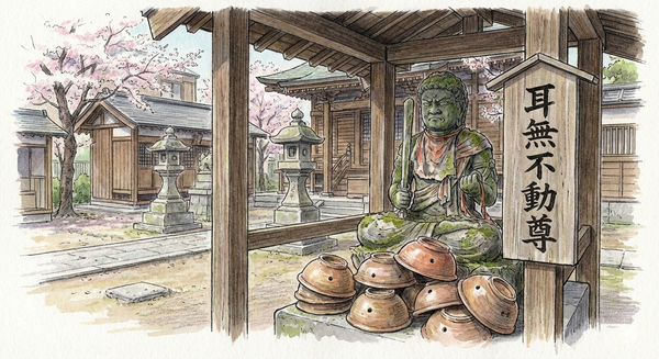 三峯神社境内にある「子午線不動尊」。